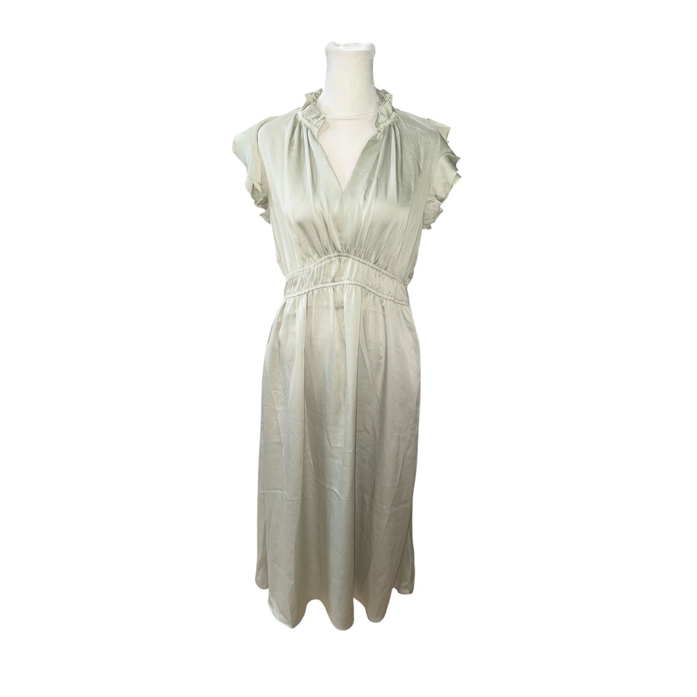 Muse Republic Clothing Sea Foam Green Ruffle Midi Dress Smocked Waist Small NWT